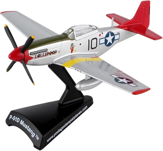 Daron P-51D Mustang Die-Cast Model – 1:100 Scale WWII Long-Range Fighter Replica, Tuskegee Airmen Edition, Highly Detailed, 4” Length x 4.5” Wingspan, Adult Collectible Ages 14+