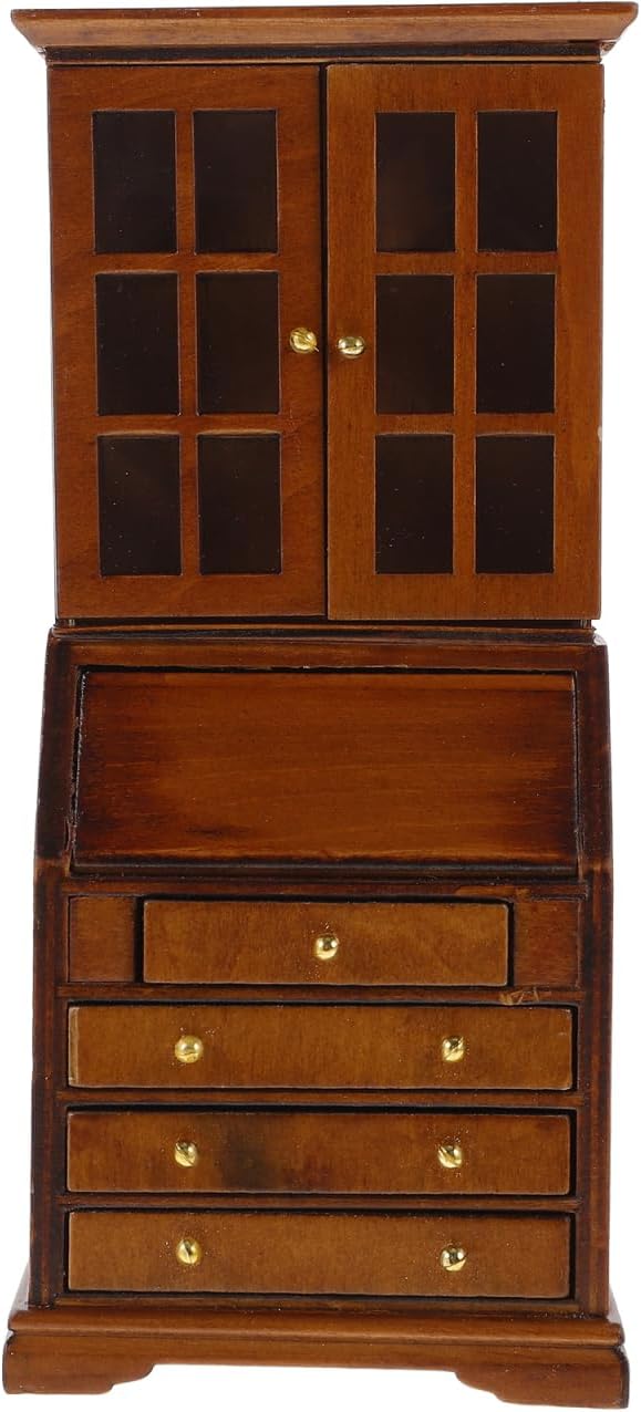 1:12 Scale Dollhouse Miniature Wooden Bookshelf Cabinet Mini Wood Drawer Cabinet Storage Shelves Furniture Cupboards for Dollhouse Accessories Mini Library Bedroom Decoration