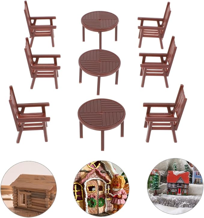 Alipis Mini Table and Chair Set - 4-Piece Playhouse Accessory for Kids Plastic Furniture for Dollhouse and Garden Miniatures Decoration