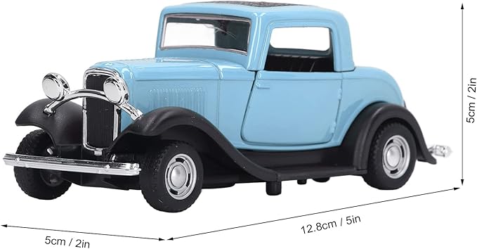 Classic Vintage Alloy Car Model Opened Doors Retro Antique Pullback Toy 1:32 for Playtime Education (Blue)
