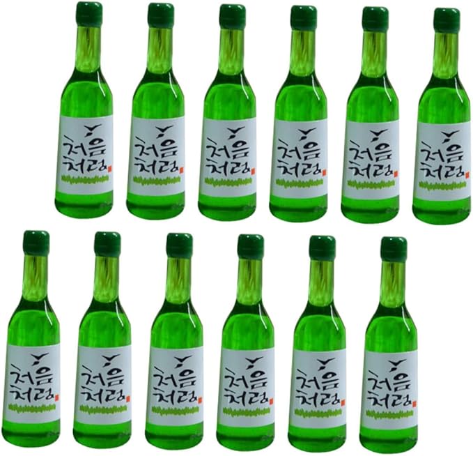 Sosoport 12pcs Miniature Wine Bottles Scale Korean Rice Wine Bottles for Dollhouse Decor