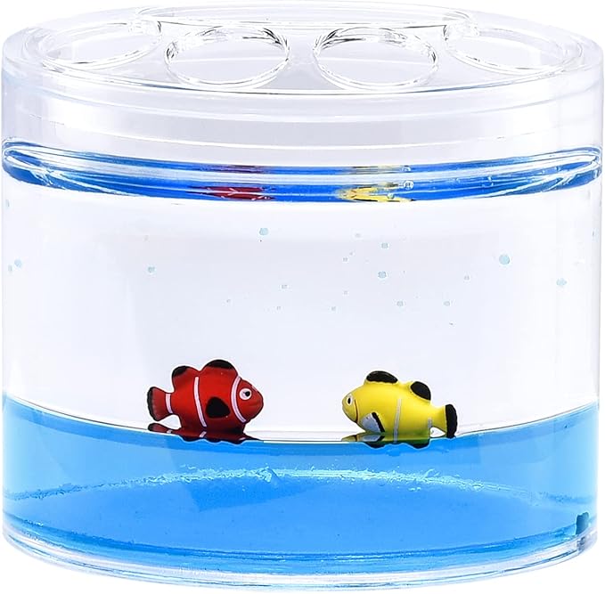 Locco Decor 4 Piece Acrylic Liquid 4D Floating Motion Bathroom Vanity Accessory Set Garden Theme Leaf Toothbrush Holder, Tumbler, Soap Dispenser, Soap Dish