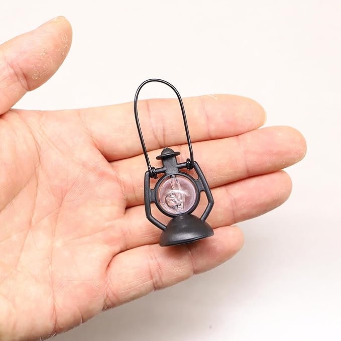 Miniature Lantern, Dollhouse Lantern, Halloween Miniatures Lantern, Fairy Garden Lantern, Outdoor Lamp Light, Dollhouse Porch Light, for Christmas Miniatures, Diorama, Terrarium (3PCS)