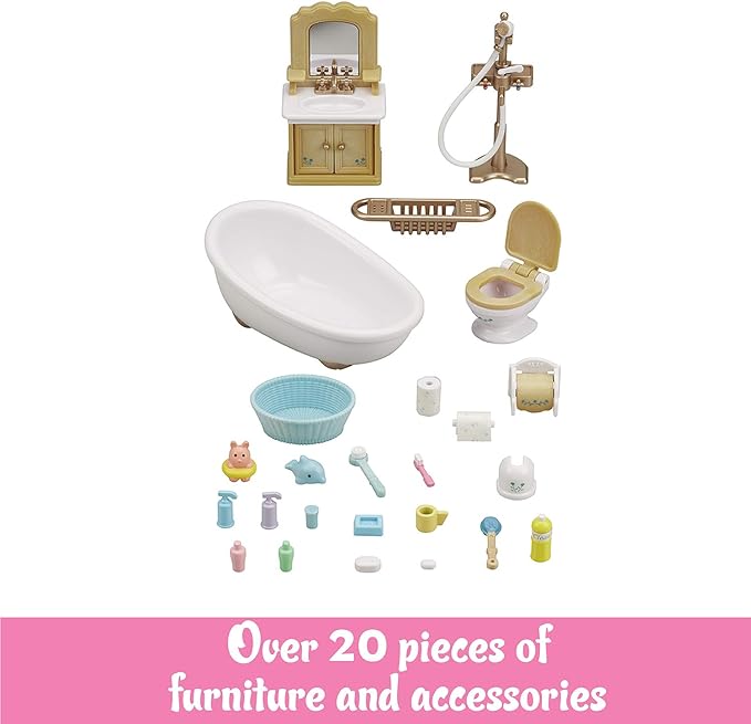 Calico Critters Country Bathroom Set - Toy Dollhouse Furniture and Accessories Set for Ages 3+