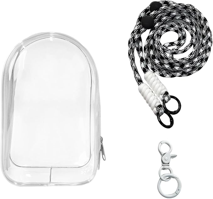Clear Figure Display Bag with Keychain and Lanyard, Protective Doll Case, 15cm/5.91in Crossbody Doll Storage Bag