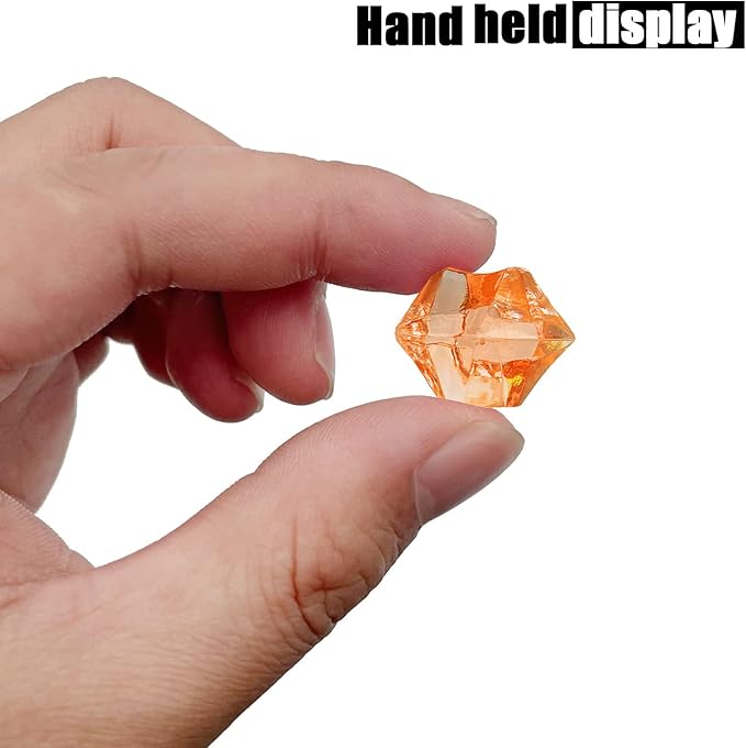 Vase Fillers for Home Decor, Fake Crushed Ice Cubes, Orange 150 pcs Reusable Fake ice Cubes for Photography Accessories Props Decoration for Wedding