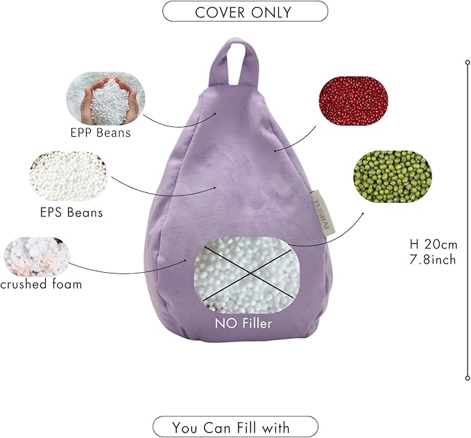 2pcs Cover of Mini Bean Bag Chair Cell Phone Holder (No Filler) Ultra Soft Micro Suede Anti Slip Miniature Bean Bag Couch Lavender Purple