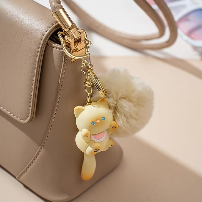 Jekvill Cat Keychain bag charms for handbags Cute Keychains for Women Kawaii Cat Backpacks Accessories cat plush keychain