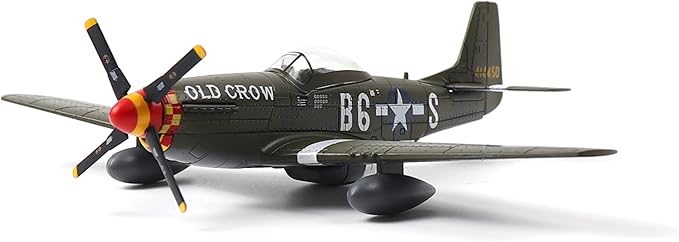 P51-D Mustang 1/72 Metal Airplane Model Kit with Stand WWII Old Crow Diecast Alloy Vintage Combat Plane Prebuild Military Aircraft Collection for Display or Gift (Bud Anderson)