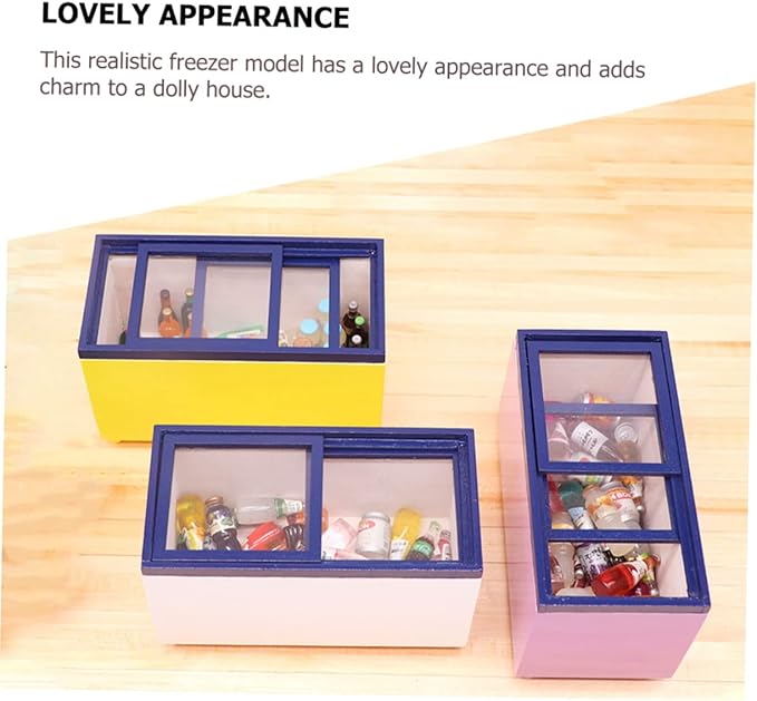 BESPORTBLE Miniature Playset Freezer for Dollhouse Toy Fridge 1:12 Scale Mini Furniture