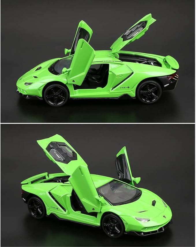 Alloy Collectible Green Lambo Toy Cars Model Pull Back Vehicles Diecast with Light & Sound