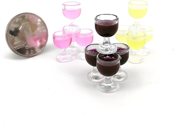 4Pcs Miniature Wine Glasses, Red, 1:12 Scale Dollhouse Accessories, Room Decoration Display