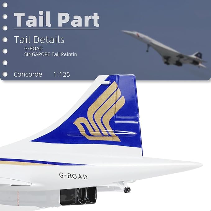 1:125 Concorde Airplane Model Pre-Build Diecast Aircraft Model Kits Aircraft Simulation Model Display Model Collection or Gift(Singapore Airlines)