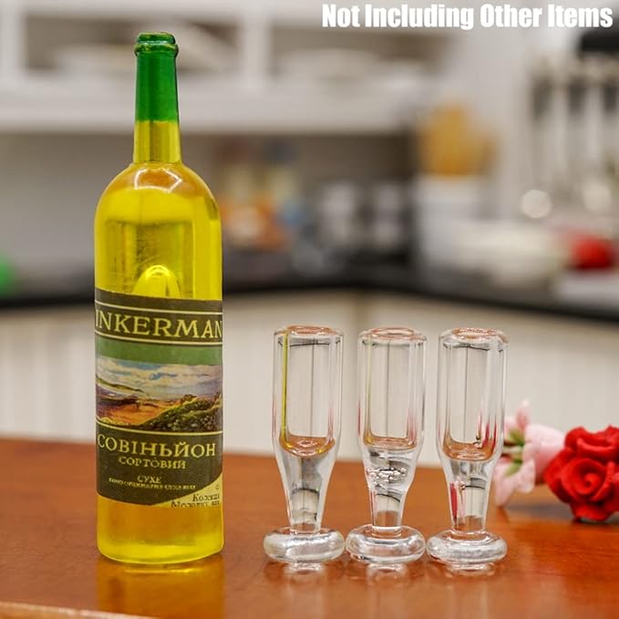 Odoria 1/12 Miniature Champagne Glasses 3Pcs Dollhouse Decoration Accessoriess
