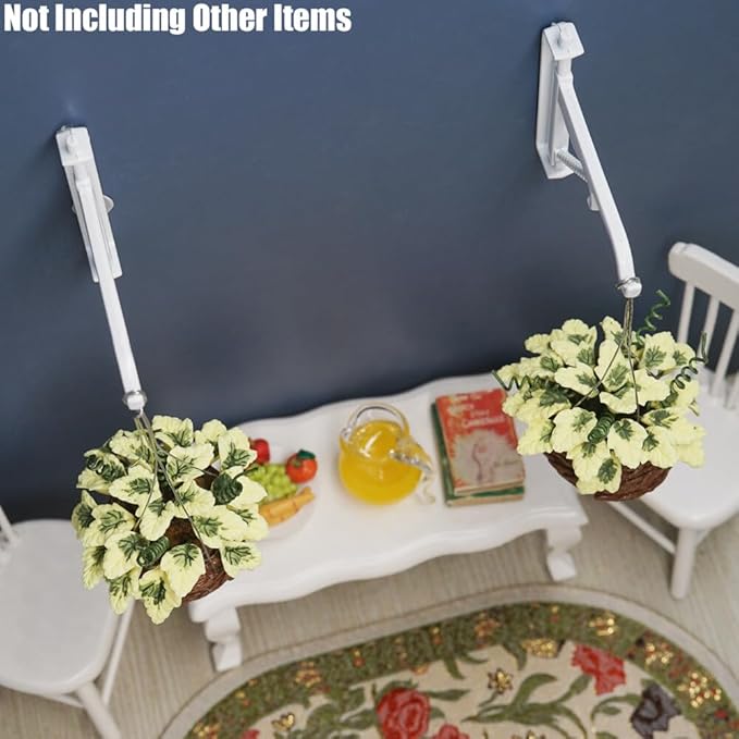 Odoria 1/12 Miniature Hanging Plants and Hook Hanger 2Pcs Mini Tiny Potted Plant Miniatures Dollhouse Decoration Accessories Doll House Accessory, Light Green