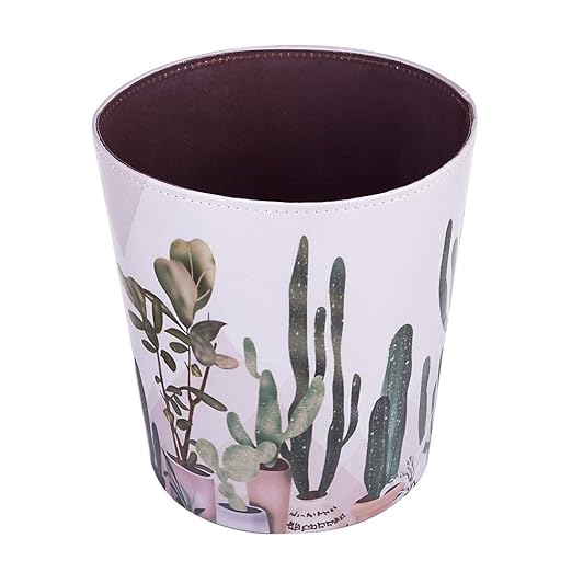 Scakbyer 10L/2.64 Gallon PU Leather Trash Can Decorative Waterproof Wastebasket Paper Basket Garbage Bin for Home Office Bathroom