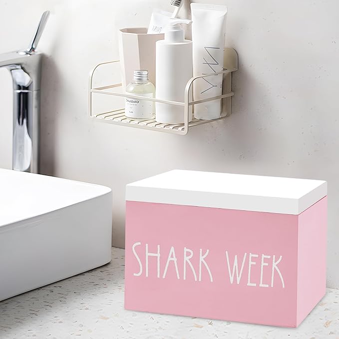 BORAENDEY Tampon Holder and Feminine Products Organizer for Bathroom, Shark Week Storage, Dispenser, Farmhouse Container, Accessories Box for Girl Stuff