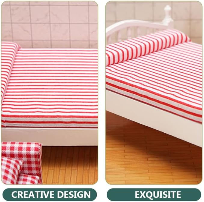 Totority Miniature Furniture Pink Double Bed Synthetic Material 1: 12 Dollhouse Furniture Baby Doll Accessories Set for Decoration Kids Room