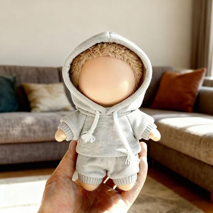 17cm Doll Hoodies Clothes Outfit Set, Casual Style Costumes for 17cm Dolls Dress up Unique Style, Cute and Premium Dolls Outfit Accessories (Gery Sweatshirt)