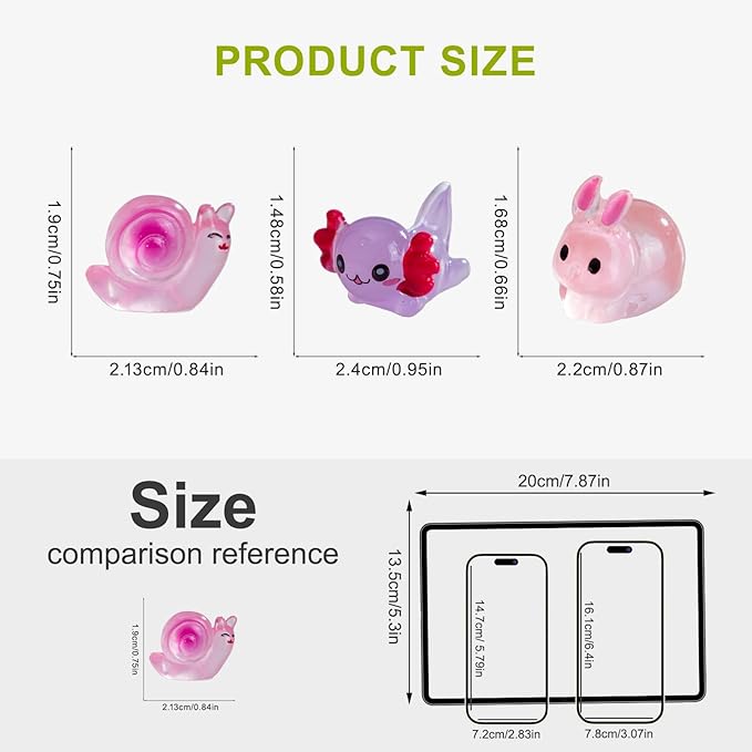 127pcs Mini Resin Animals Figures Bulk Pack-18 Miniature Animal Types with Glowing Effect for Fairy Gardens,Aquariums,Dollhouse,DIY Collection