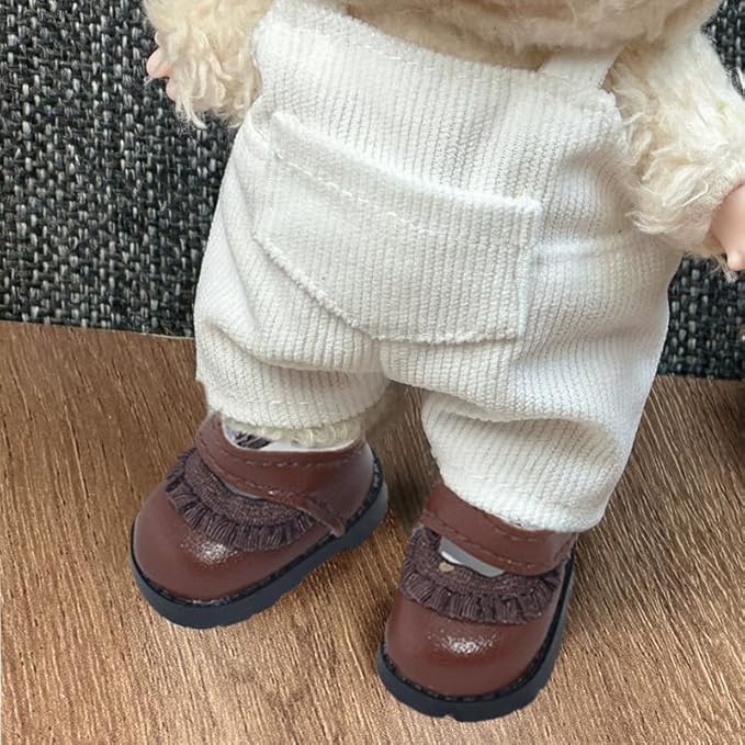 Compatible with Labubu Doll Shoes for 17cm Doll,Shoes Used for Labubu Accessories(HB-Brown)