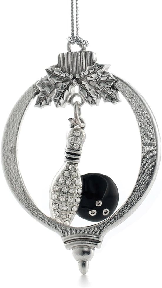 Inspired Silver - Bowling - Silver Christmas Ornament - Unique Charm Christmas Tree Ornament - Holiday Hanging Decoration