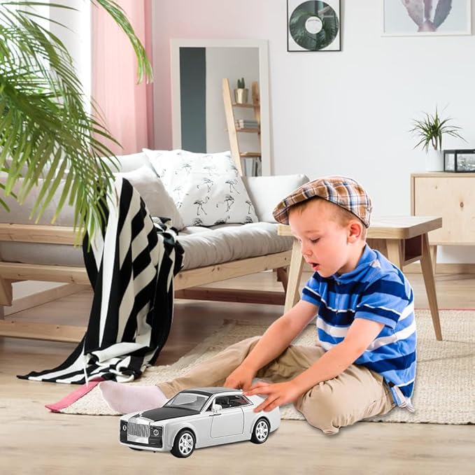 EROCK 1/24 Rolls-Royce Sweptail Toy Car Alloy Diecast Collectible Model Car for Kids Gift, Pull Back Toy Car with Sound and Light, Classic Double Door, Car Logo Can be Folded