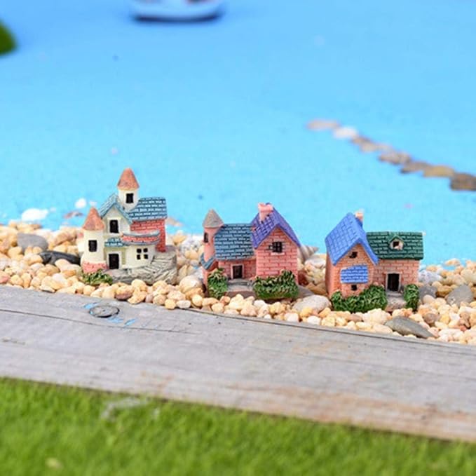 2 Pack Miniature Resin Fairy Castle Houses - DIY Mini Fairy Garden Ornaments for Dollhouse, Bonsai, and Micro Landscape | Fairy Tale House Figurines for Home, Yard, Desk,and Outdoor Garden Decorations