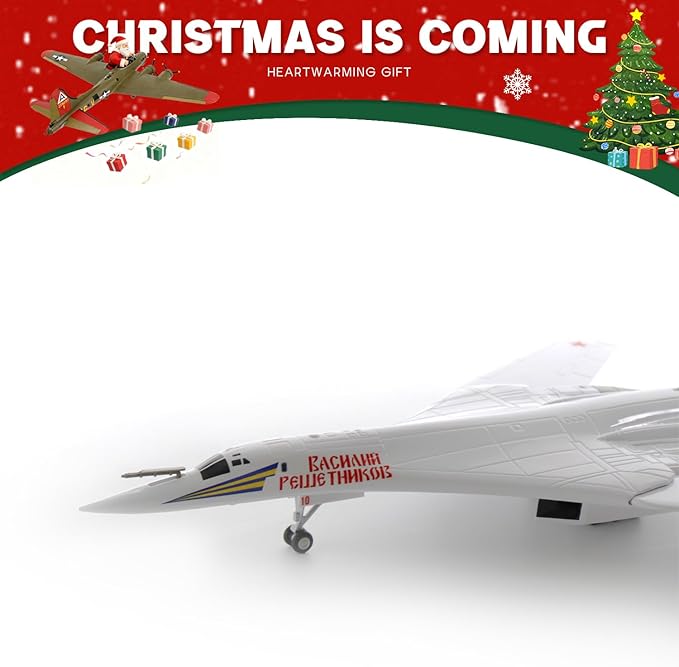 Tupolev Tu-160 Blackjack Bomber 1/144 Diecast Metal Aircraft Model Kits Soviet Union Military Fighter Pre-Build Replica Airplane Model with Stand for Collections or Gift