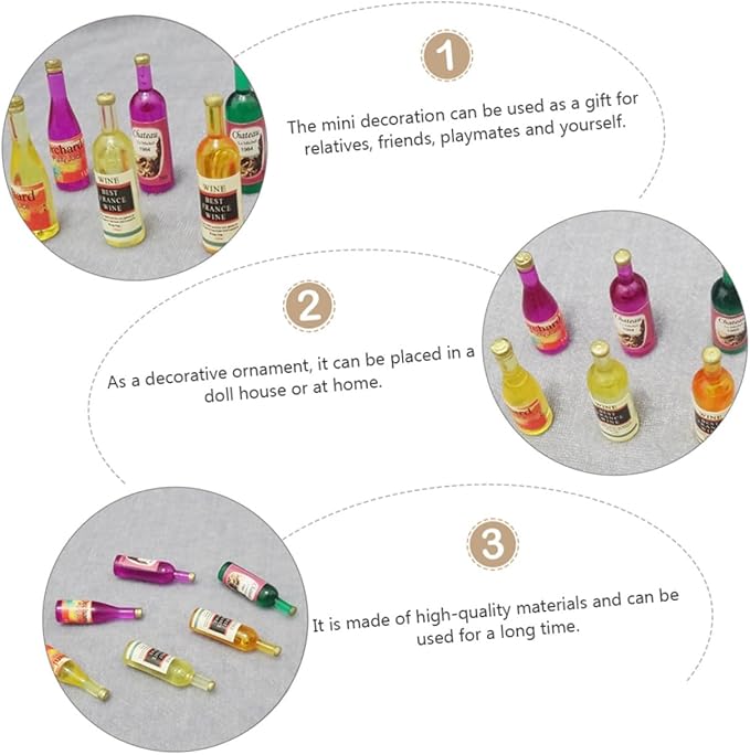 Hemoton 18pcs Small Wine Bottle in The Doll House Miniature Wine Bottle Miniature Bottles Mini Wine Bottles Dollhouse Accessories Miniature Ornaments Decoration Resin