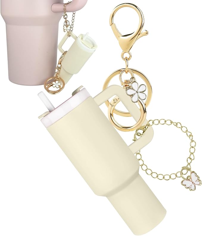 ERTUNA Mini Tumbler Keychain Accessories for Stanley Cup, 2 Way Cute Charms Chapstick Lip Balm Holder for Women Purse Handbag