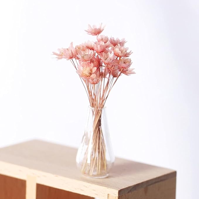 2 Pcs Pink Miniature Dollhouse Flower Vase,1/12 Scale Miniature Accessories Decor, Doll House Mini Flower Bowl Elegant Decoration for Mini Scene,Mini Bowl Decoration Dollhouse Décor