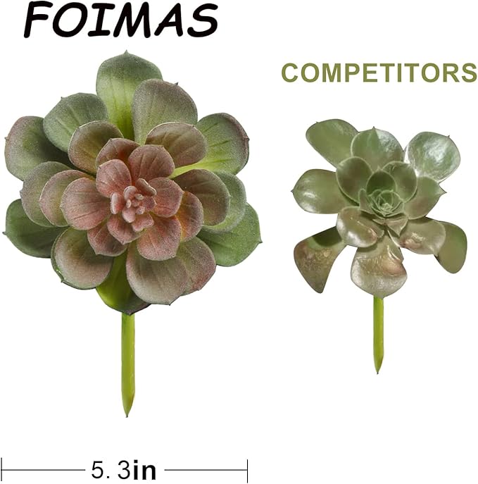 FOIMAS Artificial Succulent Plant,16pcs Large Faux Flocked Succulent Decor for Floral Wall Garden Arrangement Home Office Decoration,Unpotted