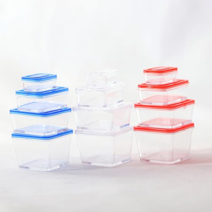 Cute Mini Storage Containers (4 Pack), Realistic Miniature Boxes with Lids for Dollhouse Décor, Crafting, and Miniatures (Blue)