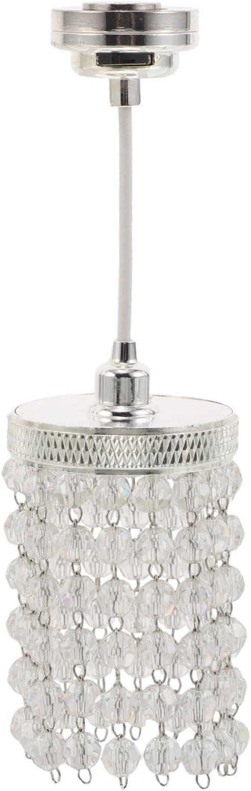 TOYANDONA Dollhouse Chandelier - 1/12 Scale Hanging Beaded Chandelier Doll House Ceiling Lights Lamp Miniature Dollhouse Lights Led Battery Operated for Doll House Decoration Accessories