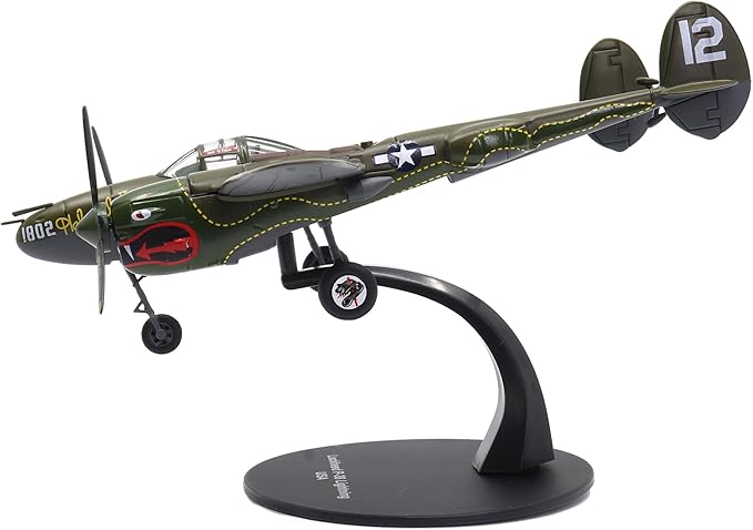 Motor city classics 1:72 Scale Military Diecast Collectible | USAAF Lockheed P-38J-10-LO Lightning Interceptor - 2nd Lt. Joseph E Ficklin | Militaria Diecast Model 27296-41
