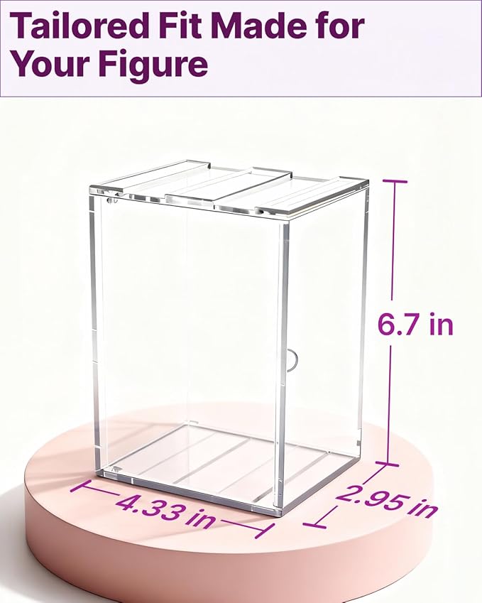 Clear Acrylic Display Case for Mini Figures, 6.7" Stackable Front-Open Box, Fits for Labubu, Molly, Crybaby, SKULLPANDA, Sonny Angel, Stitch, Dimoo, Hirono, Twinkle Twinkle, Sanrio & more Collectibles