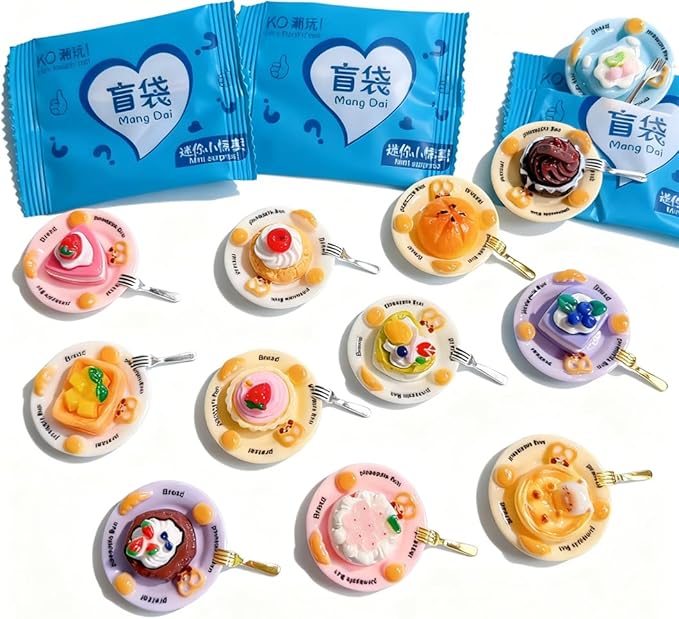 30Pcs Blind Bags Mini Cakes - Realistic Dessert Accessories, Blind Bag Resin Cake Set for Doll House Decor,Dollhouse Accessories Mini Pastry Toys, Pretend Play Kitchen Party Supplies