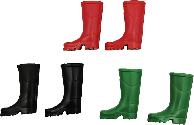 SXFSE Doll Accessories, Dollhouse Miniature Scene Model 3 Pairs Rubber Rain Boots Shoes Pretend Play Toy
