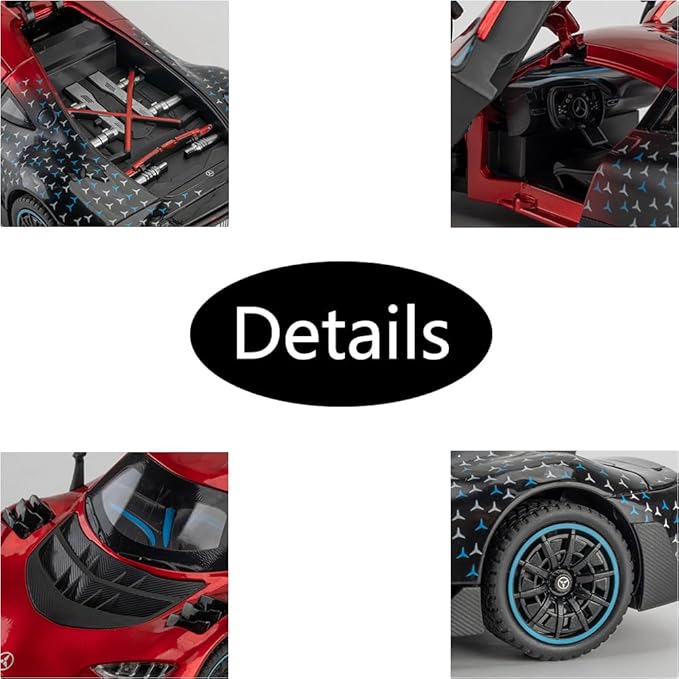 Toy Car Model 1/24 Red AMG ONE Alloy Collectible Vehicle Pull Back Die-Cast with Lights and Sound