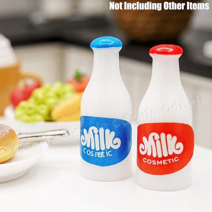 Odoria 1/12 Miniature Milk Bottles Dollhouse Decoration Accessories, 2Pcs