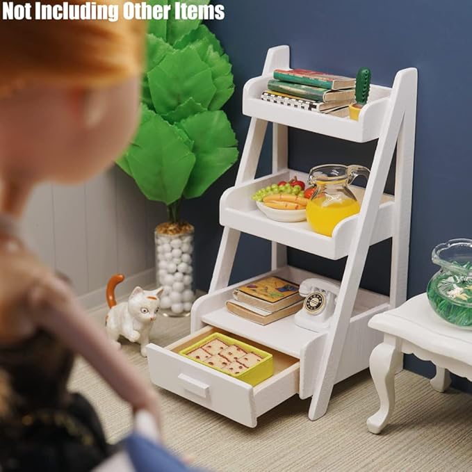 Odoria 1/12 Miniature Plant Shelf Dollhouse Decoration Accessories, White
