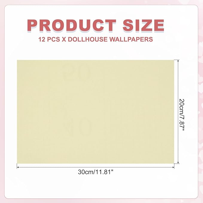 uxcell 12 Sheets Miniature Dollhouse Wallpaper, Self-Adhesive PVC Flooring Wall, Mini Wall Decor for Dollhouse Sand Table Model Accessories 11.81 x 7.87 Inch (Beige)