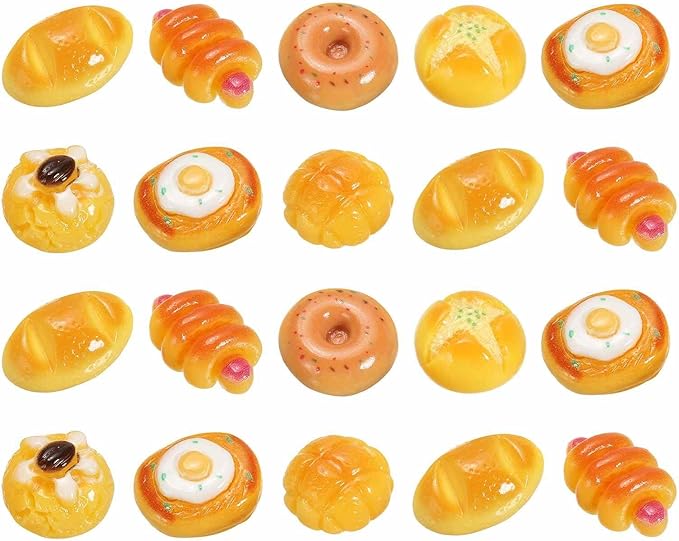 Dollhouse Miniature Food, Cute Pineapple Bread Figures Toys Mini Resin Foods Trinkets for Pretend Play Kitchen Cooking Game & Doll House Decor (Mixing Colors, 20pcs)