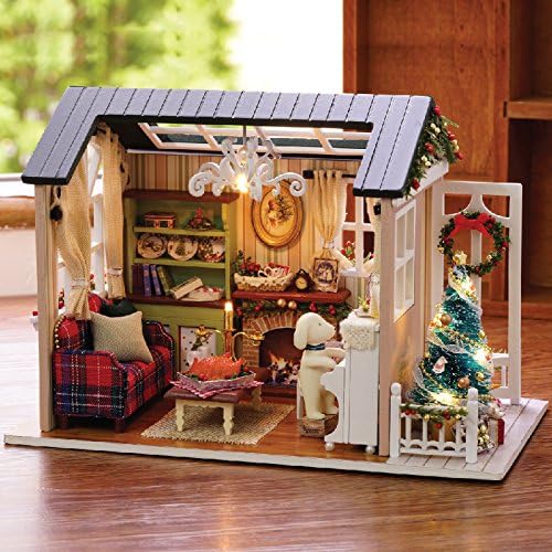 Christmas DIY Miniature Dollhouse Kits - Wooden Mini Model House with LED Lights, Tiny Furniture & Accessories – Craft Building Kits for Adults – Birthday Valentine's Gift - Holiday Times