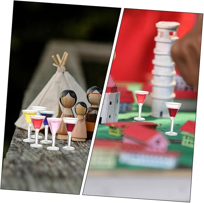Yardwe 12pcs Miniature Cocktail Doll House Accessories Realistic Mini Wine Glasses for Dollhouse Decor for Creative Mixed Color