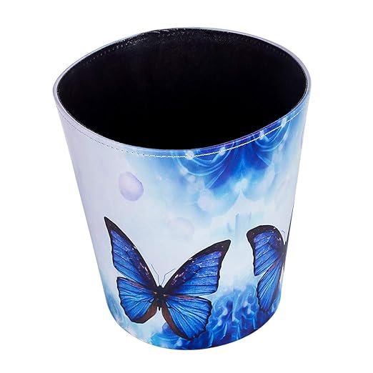 Scakbyer 10L/2.64 Gallon PU Leather Trash Can Decorative Waterproof Wastebasket Paper Basket Garbage Bin for Home Office Bathroom
