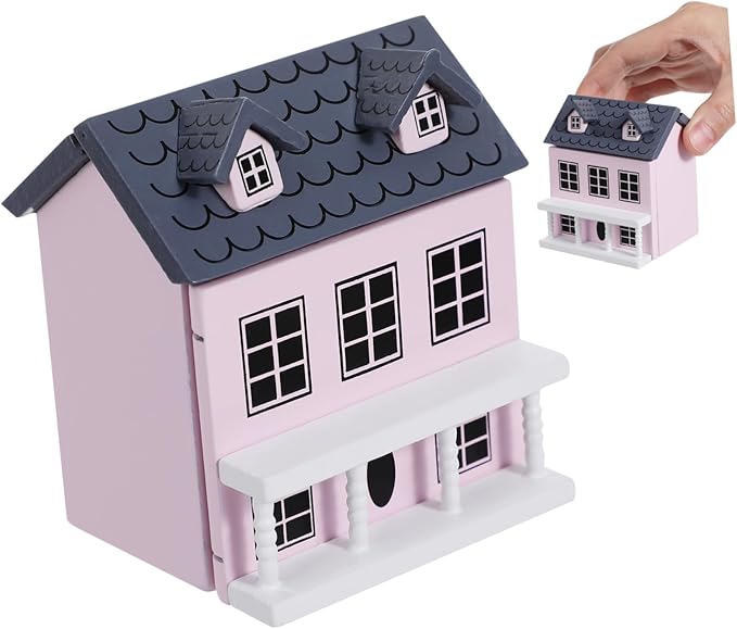 Beaupretty Scale Pink Dollhouse Accessory Wooden Scene Layout Adornment for Tabletop Decoration Cute Micro Landscape Decor Gift