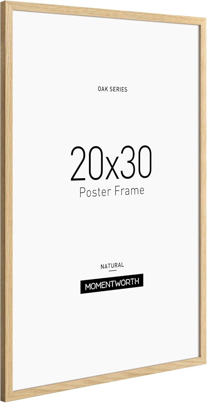 Momentworth Minimalist 20x30 Frame Set of 3, Solid Oak Wood 20x30 Poster Frame for Wall Mount - Wall Decor for Home, Office & Galley (3 Pack,Oak)