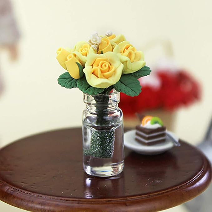 Dollhouse Decoration Accessories, 1:12/1:6 Dollhouse Miniature Scene Model Bottle Flower Pretend Play Toy